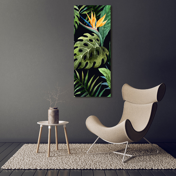 Cuadro decorativo en cristal con canto pulido vertical Patrón hawaiano