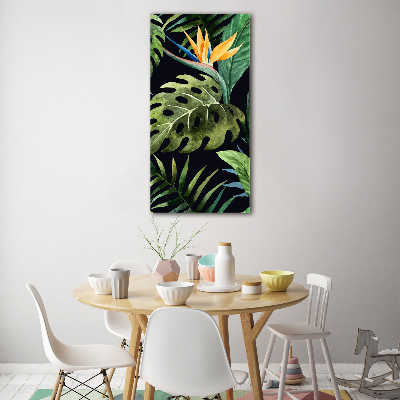 Cuadro decorativo en cristal con canto pulido vertical Patrón hawaiano