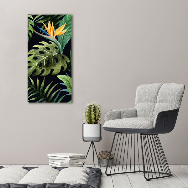 Cuadro decorativo en cristal con canto pulido vertical Patrón hawaiano