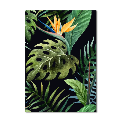 Cuadro decorativo en cristal con canto pulido vertical Patrón hawaiano