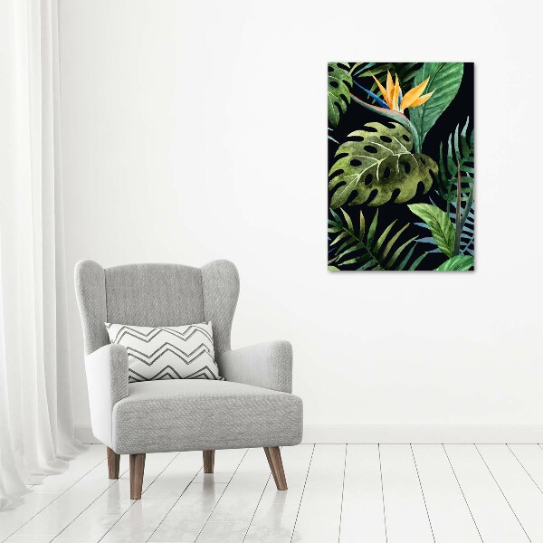 Cuadro decorativo en cristal con canto pulido vertical Patrón hawaiano