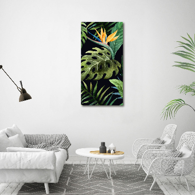 Cuadro decorativo en cristal con canto pulido vertical Patrón hawaiano