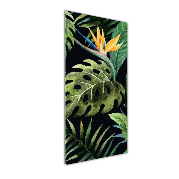 Cuadro decorativo en cristal con canto pulido vertical Patrón hawaiano