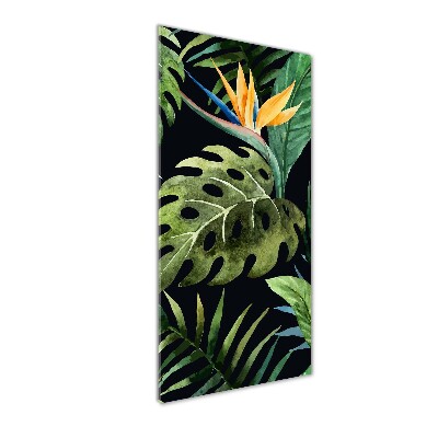 Cuadro decorativo en cristal con canto pulido vertical Patrón hawaiano