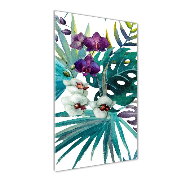 Cuadro de cristal moderno efecto brillo vertical Patrón hawaiano