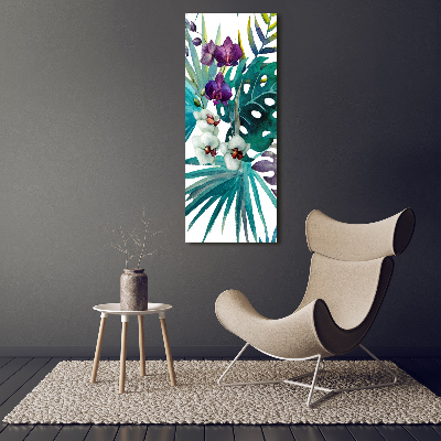 Cuadro de cristal moderno efecto brillo vertical Patrón hawaiano