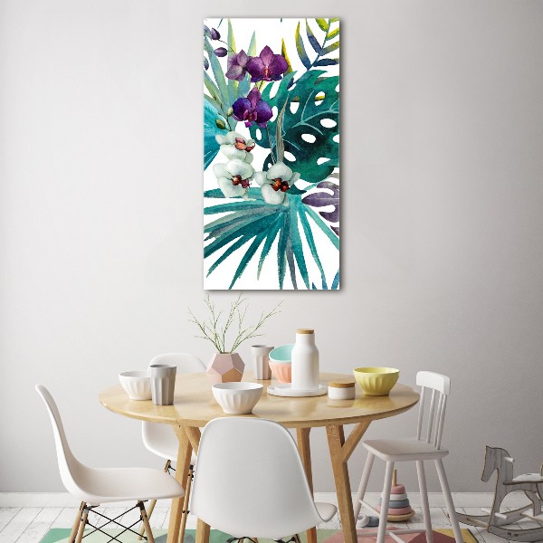 Cuadro de cristal moderno efecto brillo vertical Patrón hawaiano