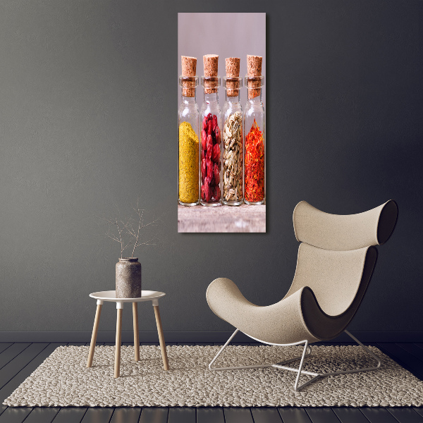 Fotocuadro de cristal elegante para hogar vertical Especias de colores