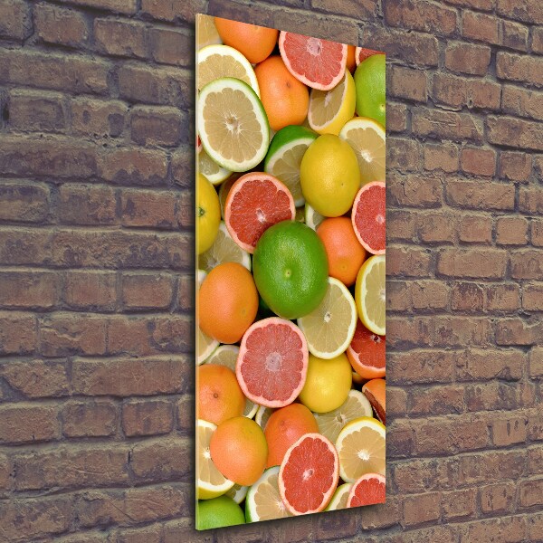Cuadro decorativo en cristal con canto pulido vertical Frutas cítricas