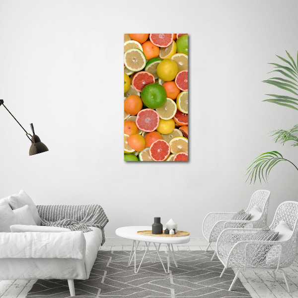 Cuadro decorativo en cristal con canto pulido vertical Frutas cítricas