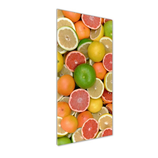Cuadro decorativo en cristal con canto pulido vertical Frutas cítricas