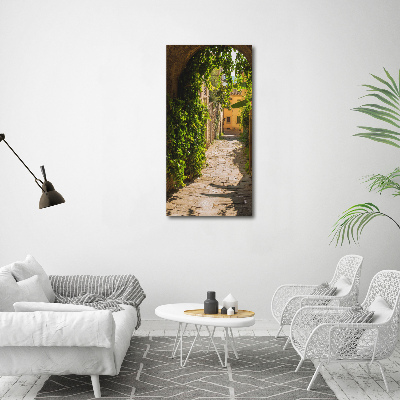 Cuadro decorativo en cristal con canto pulido vertical calles italianas