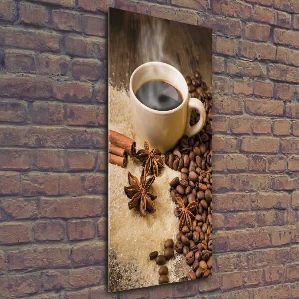 Cuadro de vidrio templado 4mm para pared vertical Una taza de café