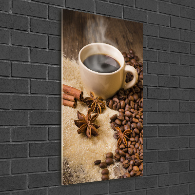 Cuadro de vidrio templado 4mm para pared vertical Una taza de café