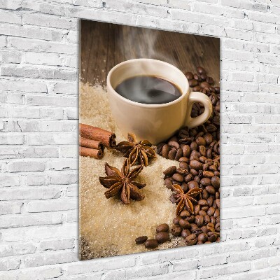 Cuadro de vidrio templado 4mm para pared vertical Una taza de café