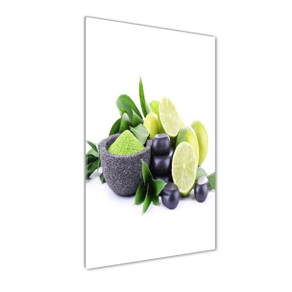 Fotocuadro de cristal elegante para hogar vertical Cítricos y huesos