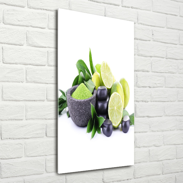 Fotocuadro de cristal elegante para hogar vertical Cítricos y huesos