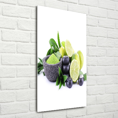 Fotocuadro de cristal elegante para hogar vertical Cítricos y huesos