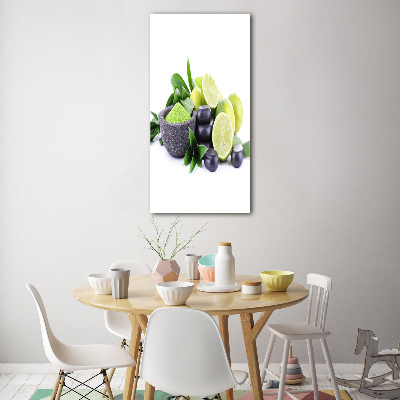 Fotocuadro de cristal elegante para hogar vertical Cítricos y huesos