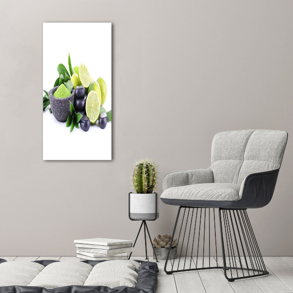 Fotocuadro de cristal elegante para hogar vertical Cítricos y huesos