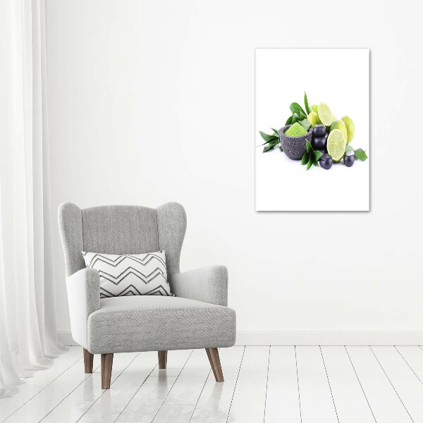 Fotocuadro de cristal elegante para hogar vertical Cítricos y huesos