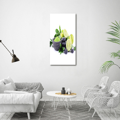 Fotocuadro de cristal elegante para hogar vertical Cítricos y huesos