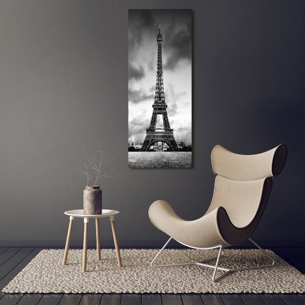 Cuadro de cristal moderno efecto brillo vertical Torre Eiffel de París