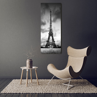 Cuadro de cristal moderno efecto brillo vertical Torre Eiffel de París