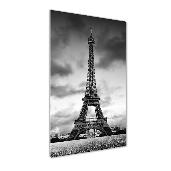 Cuadro de cristal moderno efecto brillo vertical Torre Eiffel de París