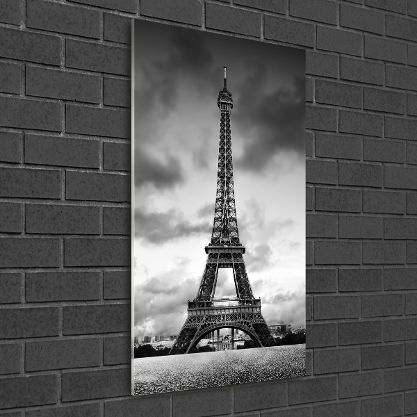 Cuadro de cristal moderno efecto brillo vertical Torre Eiffel de París