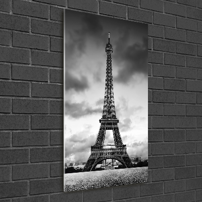 Cuadro de cristal moderno efecto brillo vertical Torre Eiffel de París
