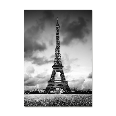Cuadro de cristal moderno efecto brillo vertical Torre Eiffel de París