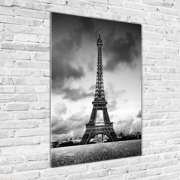 Cuadro de cristal moderno efecto brillo vertical Torre Eiffel de París