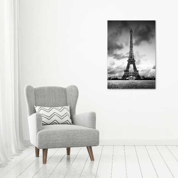 Cuadro de cristal moderno efecto brillo vertical Torre Eiffel de París
