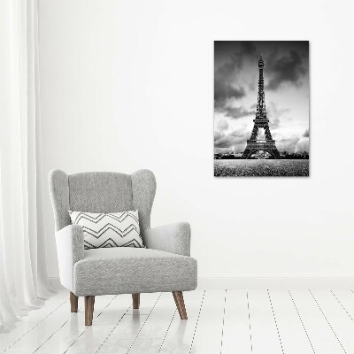 Cuadro de cristal moderno efecto brillo vertical Torre Eiffel de París