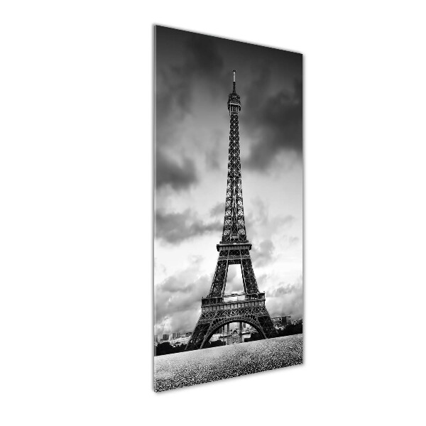 Cuadro de cristal moderno efecto brillo vertical Torre Eiffel de París