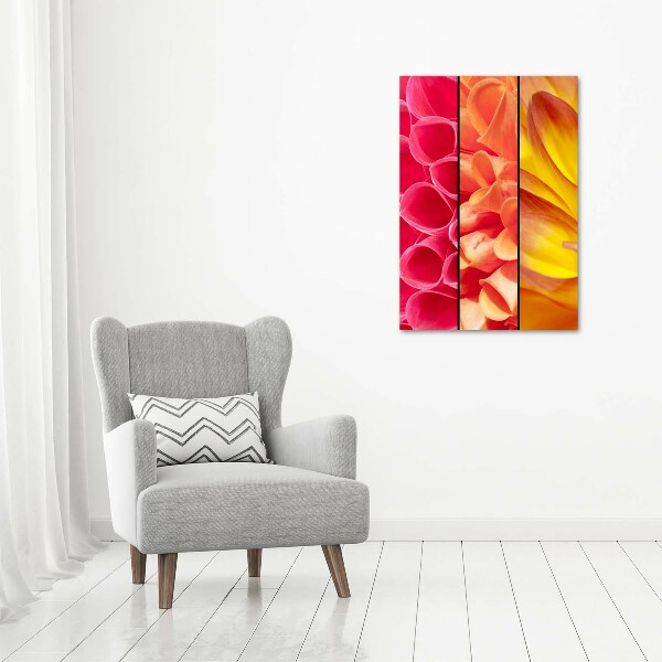 Cuadro de cristal moderno efecto brillo vertical flores de colores