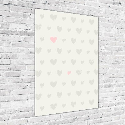 Fotocuadro de cristal elegante para hogar vertical Fondo de corazones