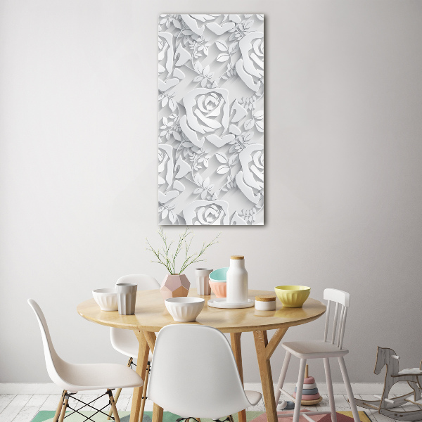Fotocuadro de cristal elegante para hogar vertical Rosas