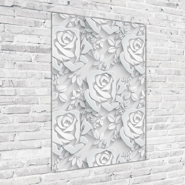 Fotocuadro de cristal elegante para hogar vertical Rosas
