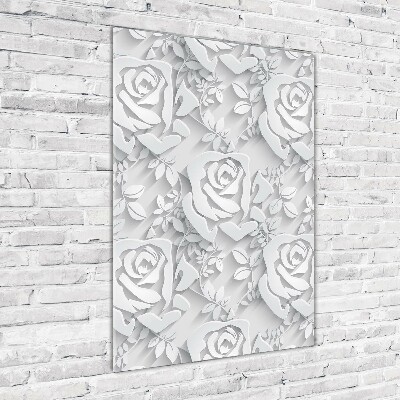 Fotocuadro de cristal elegante para hogar vertical Rosas