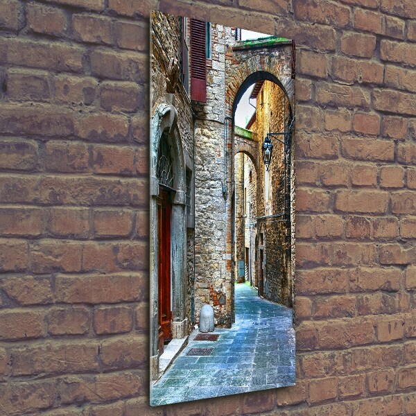 Cuadro de cristal moderno efecto brillo vertical calles italianas