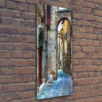 Cuadro de cristal moderno efecto brillo vertical calles italianas