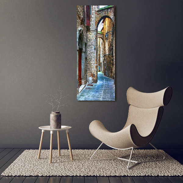 Cuadro de cristal moderno efecto brillo vertical calles italianas