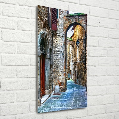 Cuadro de cristal moderno efecto brillo vertical calles italianas
