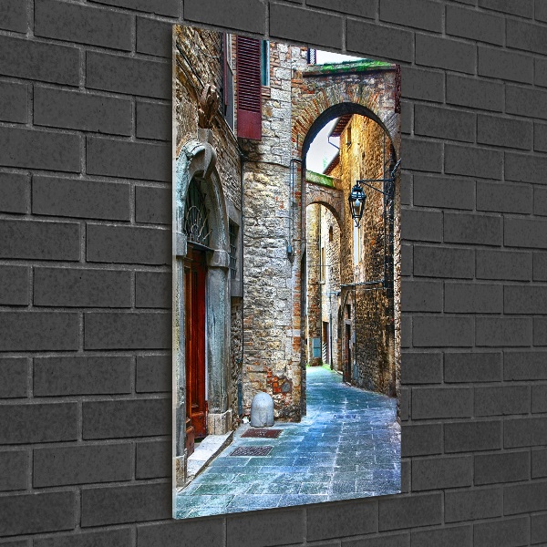 Cuadro de cristal moderno efecto brillo vertical calles italianas