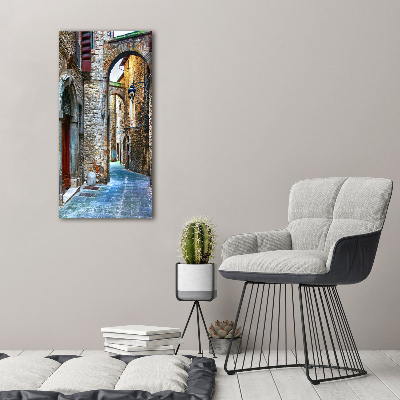 Cuadro de cristal moderno efecto brillo vertical calles italianas