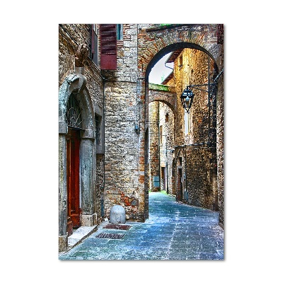 Cuadro de cristal moderno efecto brillo vertical calles italianas