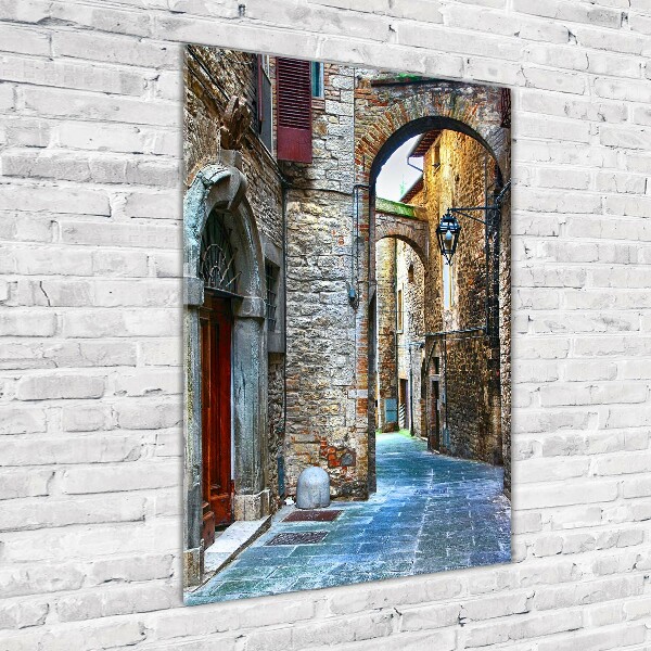 Cuadro de cristal moderno efecto brillo vertical calles italianas