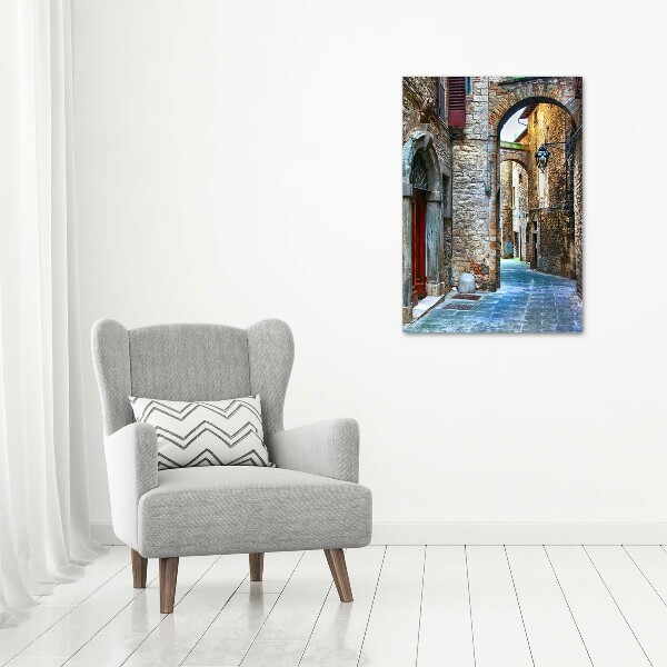 Cuadro de cristal moderno efecto brillo vertical calles italianas